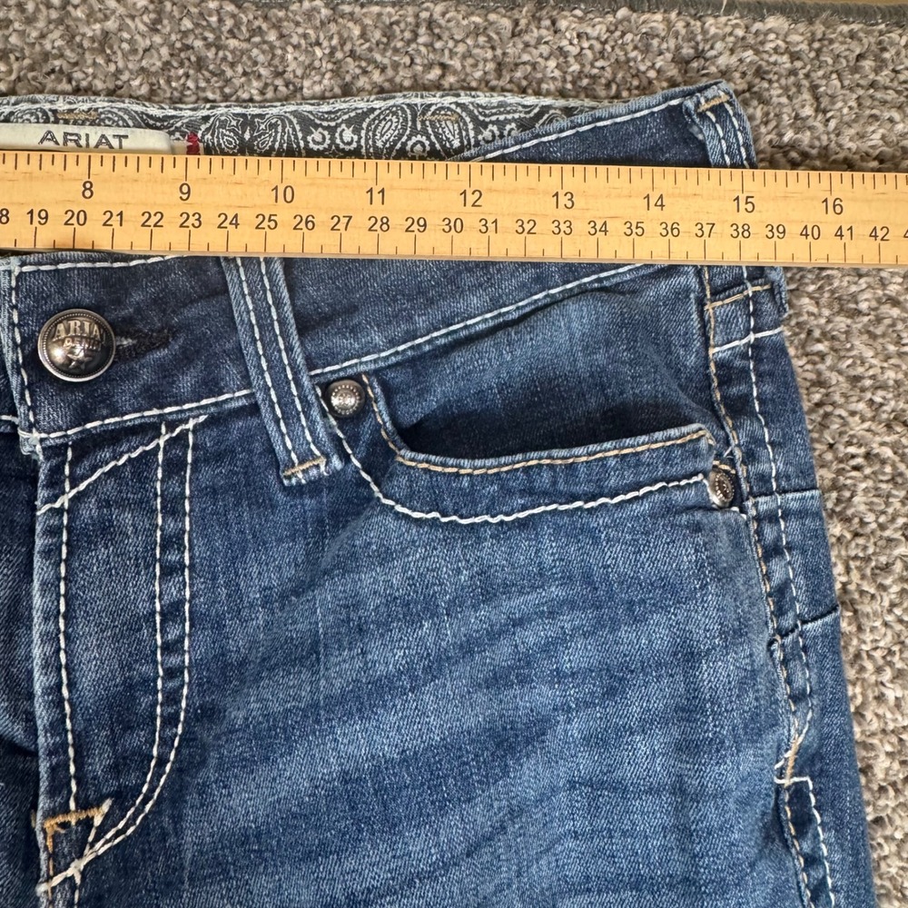 Ariat REAL Denim Women 30R Medium Wash Bootcut Western Jeans Paisley Trim - Picture 4 of 14